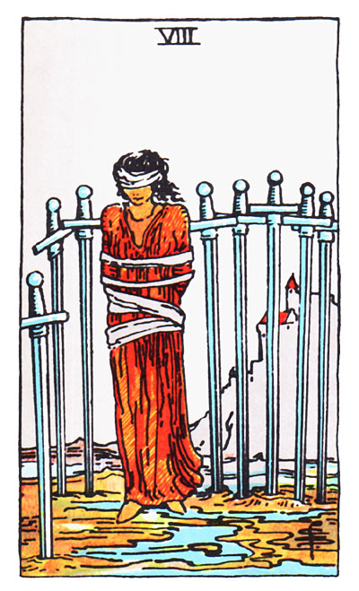 Rider Waite Tarot Card image of the 'Eight of Swords'